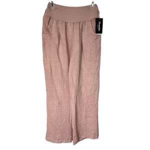 Ornello Paris Puro Lino Pink 100% Linen Trouser Pants Large Beachy Coastal Boho